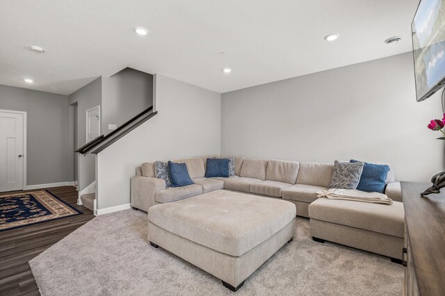 living room with hardwood / wood-style floors