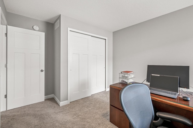 view of carpeted home office