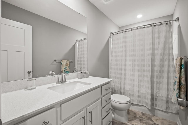 10896 Territorial Trl, Dayton, MN 55369 - bathroom with recessed lighting, vanity, toilet, and shower / tub combo