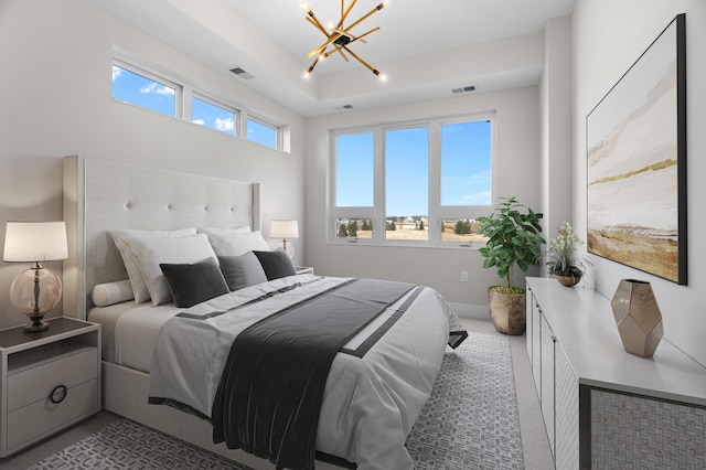 1 Hill Farm Rd Unit 301, North Oaks, MN 55127 - carpeted bedroom featuring a chandelier and a tray ceiling