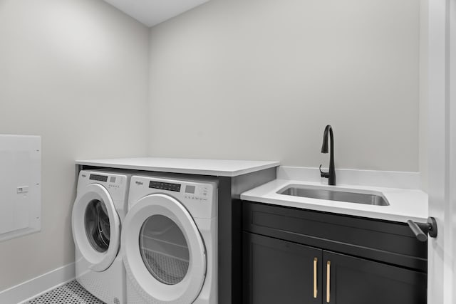 1 Hill Farm Rd Unit 301, North Oaks, MN 55127 - laundry room with washing machine and dryer, cabinet space, and baseboards