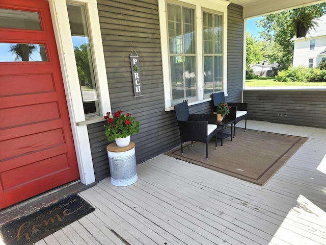 wooden deck with covered porch