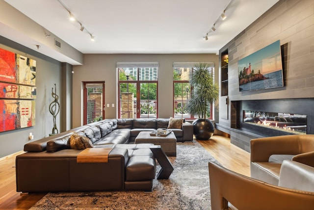 living room featuring hardwood / wood-style flooring