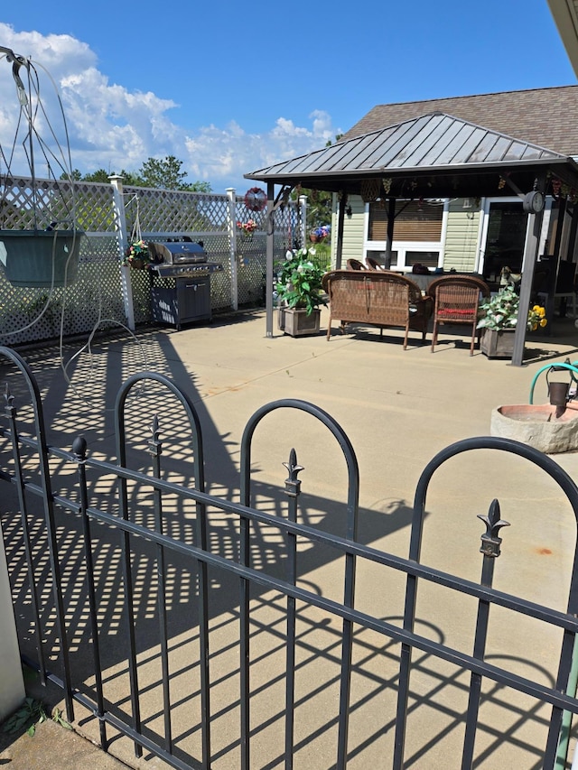 view of patio featuring a gazebo