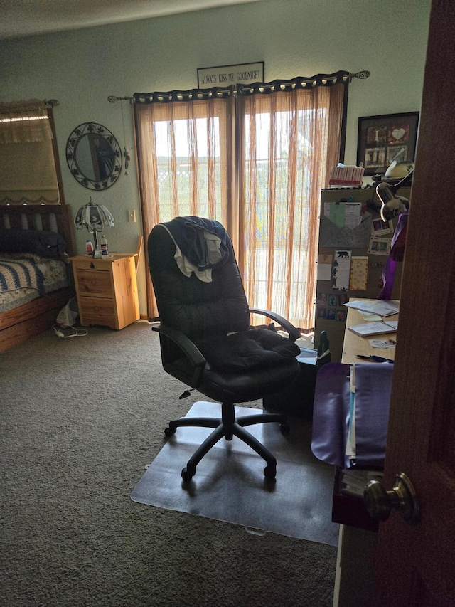 view of carpeted home office