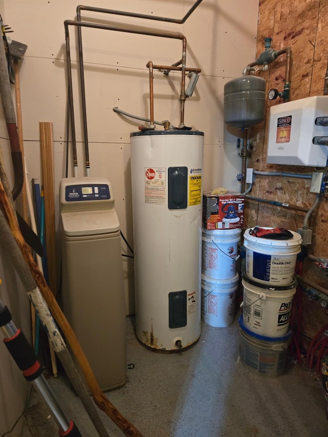 utility room with electric water heater