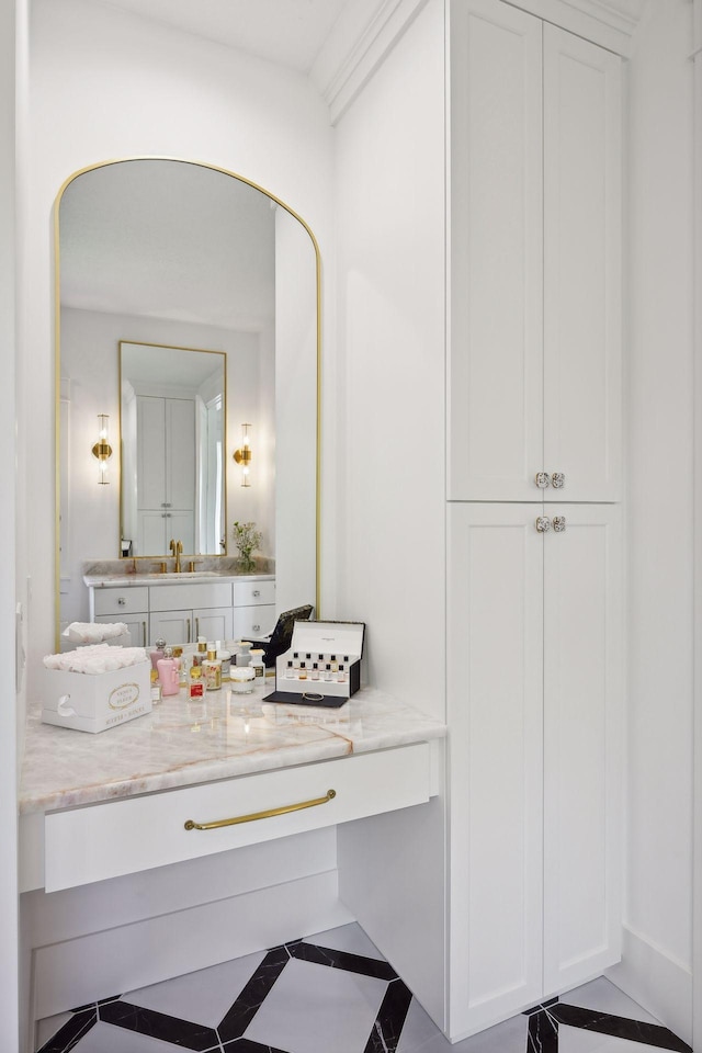 bathroom with vanity and tile patterned floors