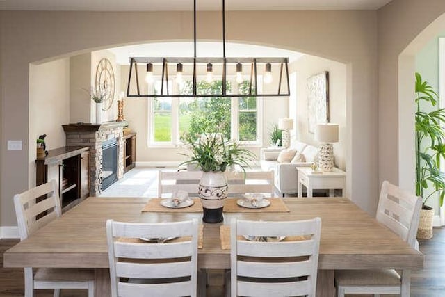 dining area featuring wood-type flooring