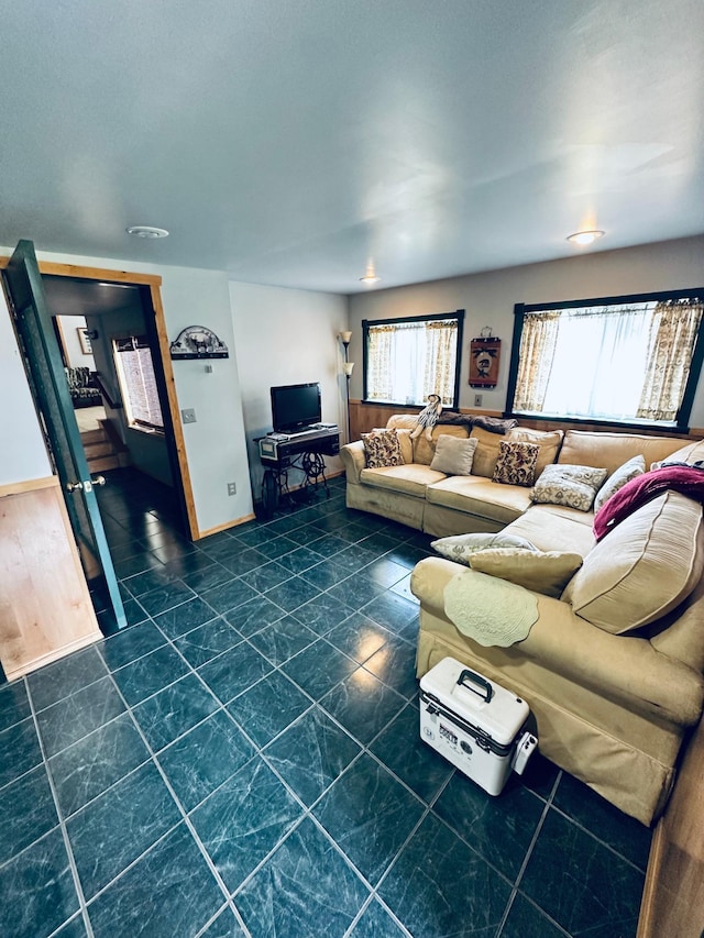 view of tiled living room