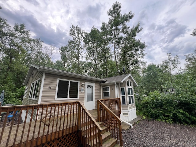 view of front of house with a deck