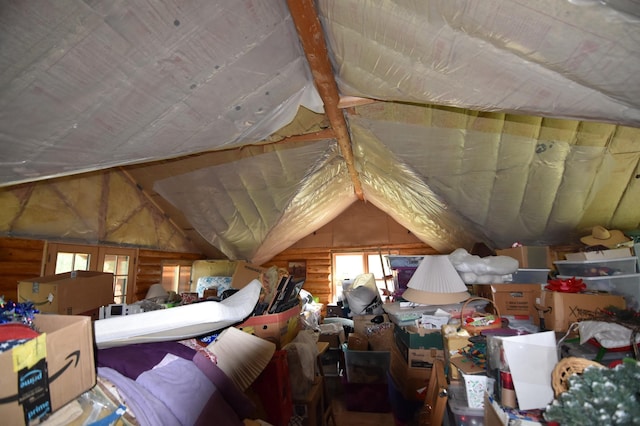 view of unfinished attic