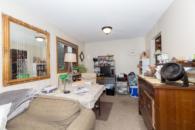 view of carpeted home office