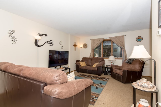 living room with carpet flooring