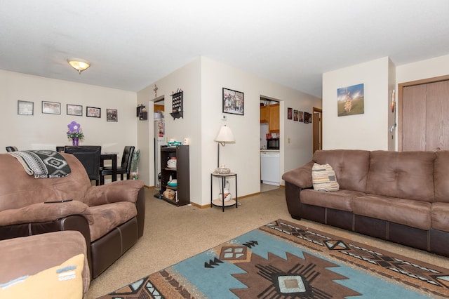 living room with carpet flooring