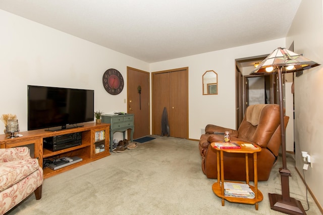 living room featuring carpet