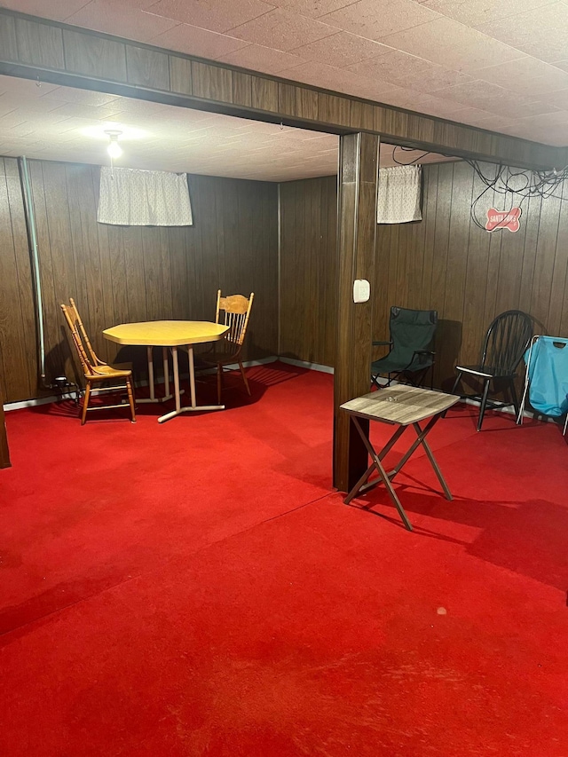 618 Memorial Pl, Dawson, MN 56232 - sitting room with carpet floors and wood walls