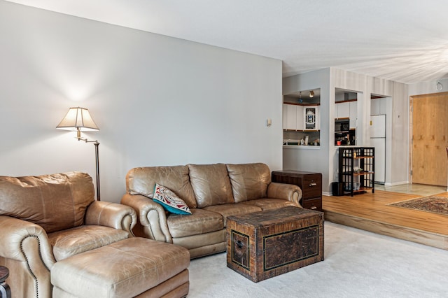 living room with light carpet