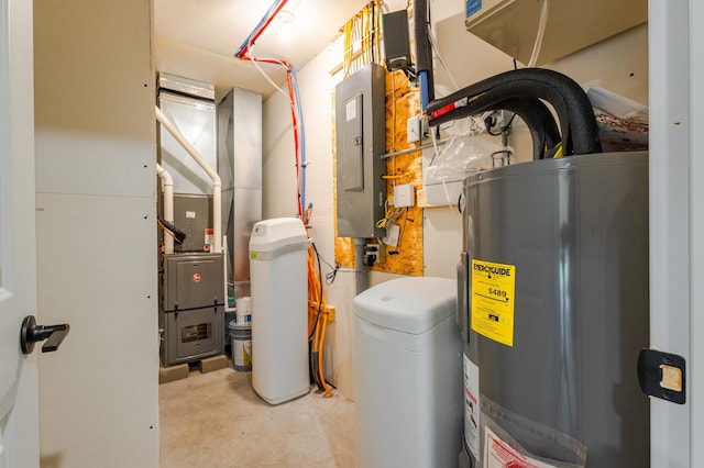 utilities with electric panel and water heater