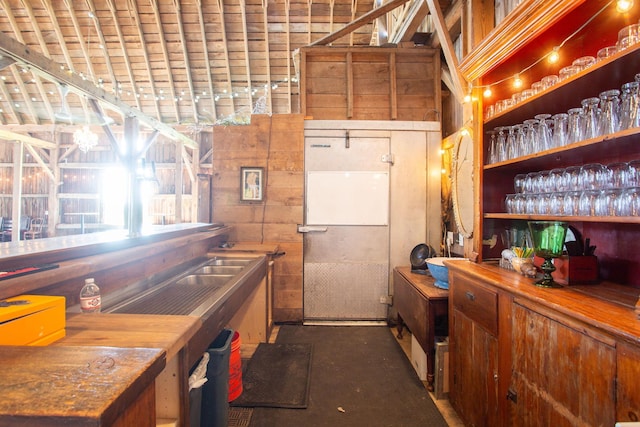 bar with wood counters