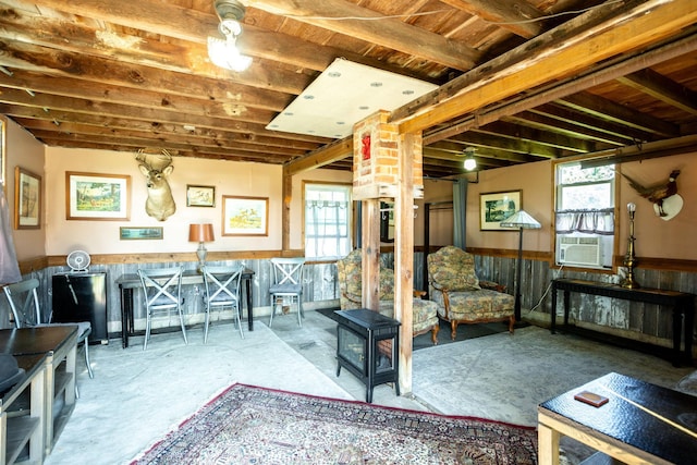 interior space featuring cooling unit and concrete flooring