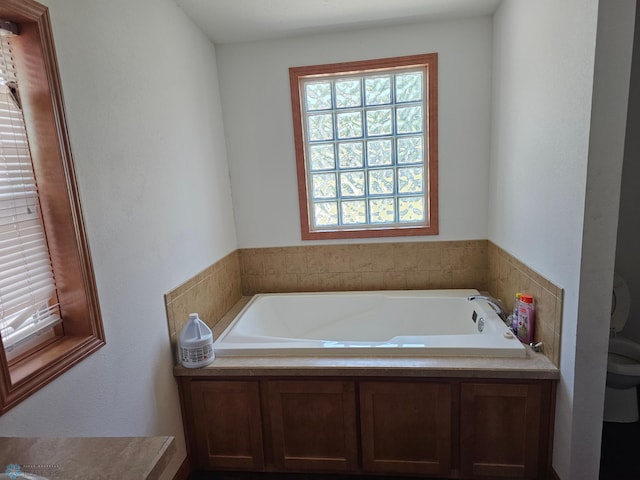 bathroom with toilet and a bathing tub