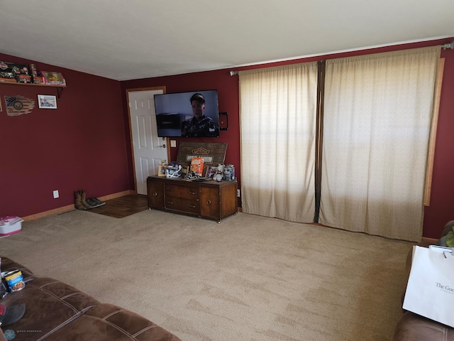 living room with carpet flooring