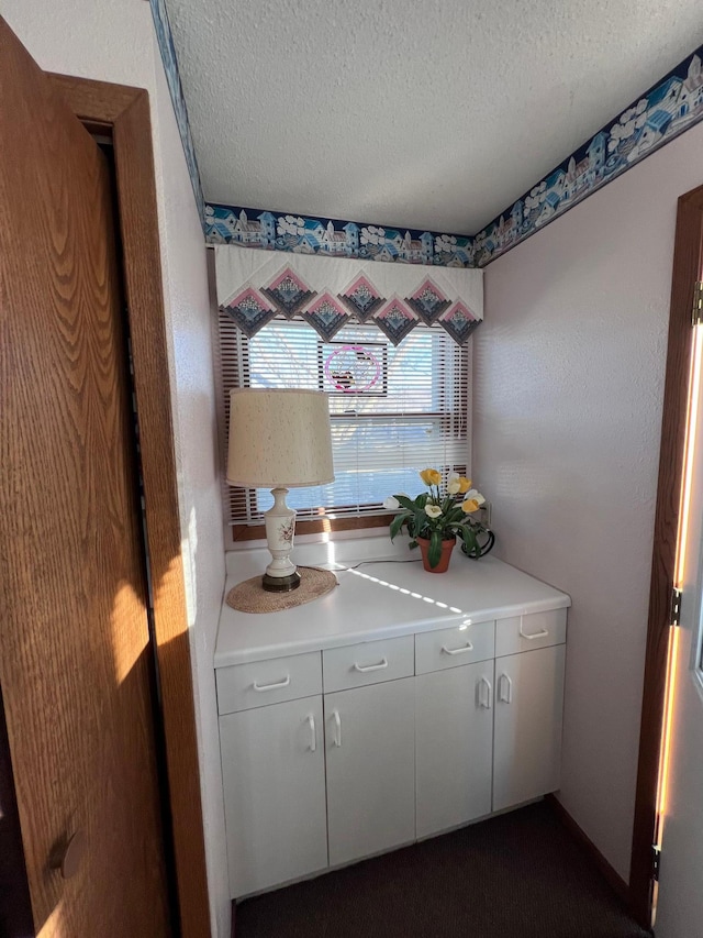 kitchen with a textured ceiling