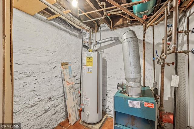 utility room with gas water heater