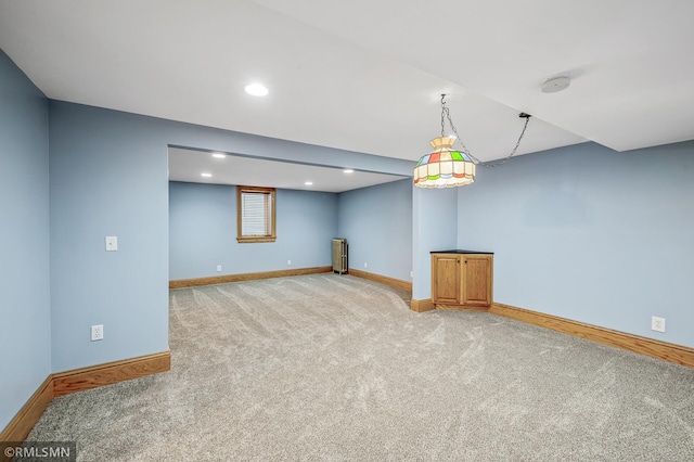 basement with carpet