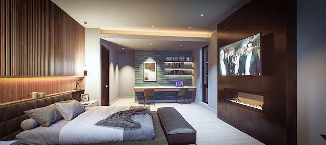 bedroom with light hardwood / wood-style floors