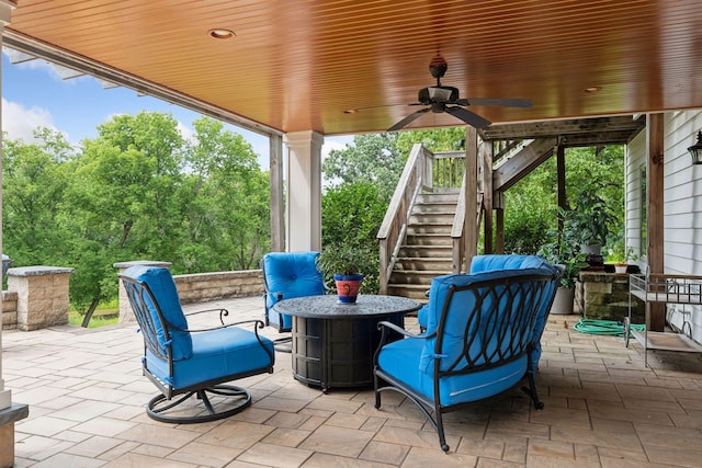 view of patio / terrace with ceiling fan