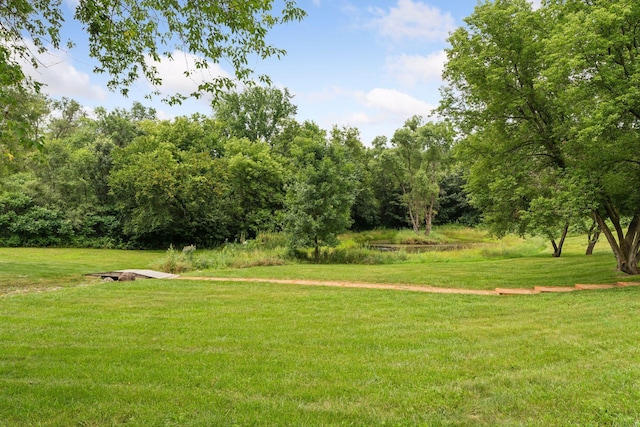 view of property's community with a lawn