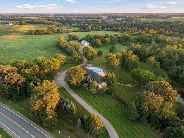 aerial view with a rural view