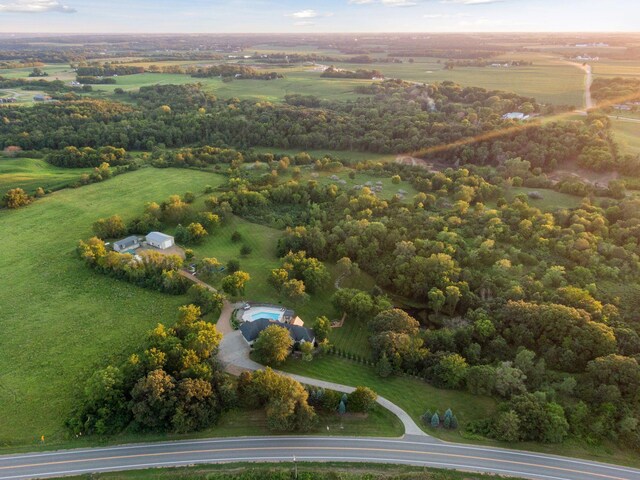 aerial view with a rural view