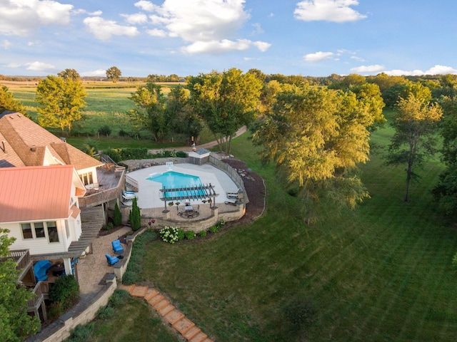 bird's eye view with a rural view