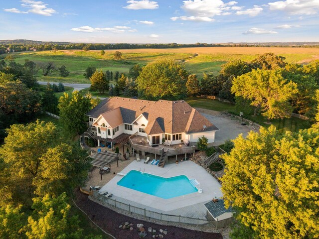 aerial view with a rural view