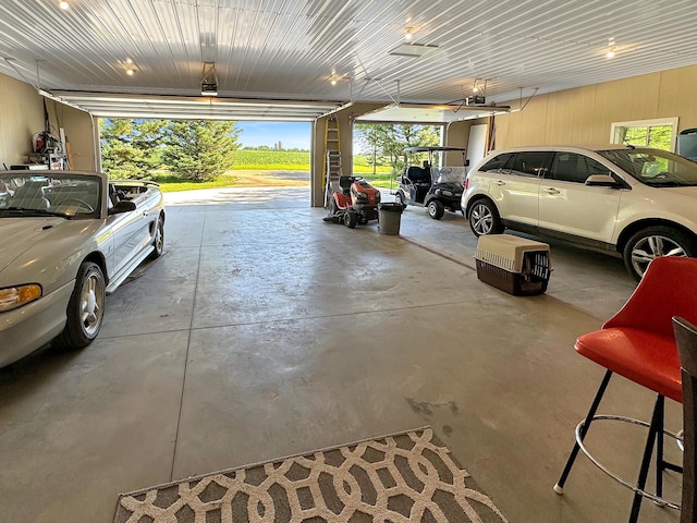 garage with a garage door opener