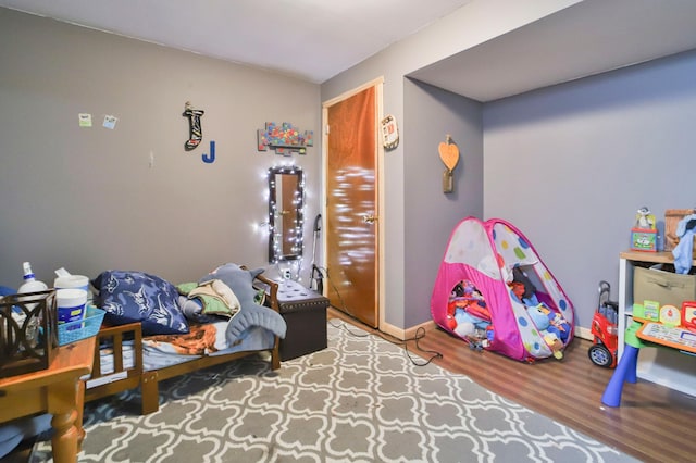 bedroom featuring wood-type flooring