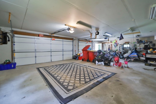 garage with a garage door opener