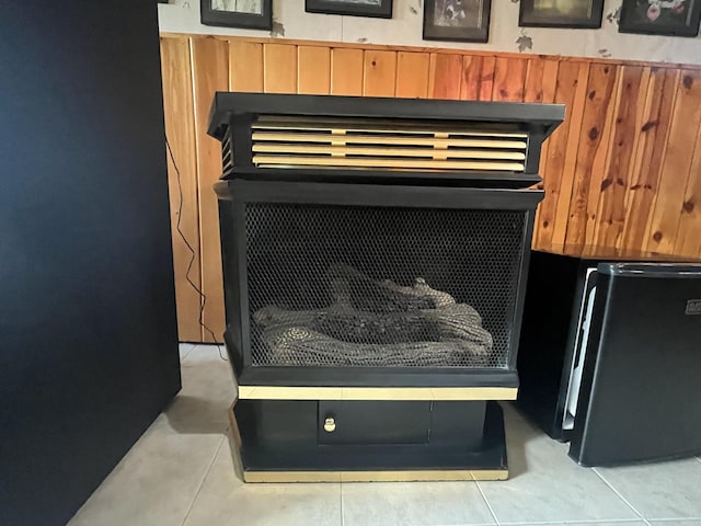 details with wood walls and fridge