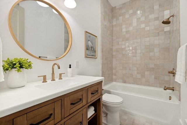 bathroom with toilet, shower / washtub combination, and vanity