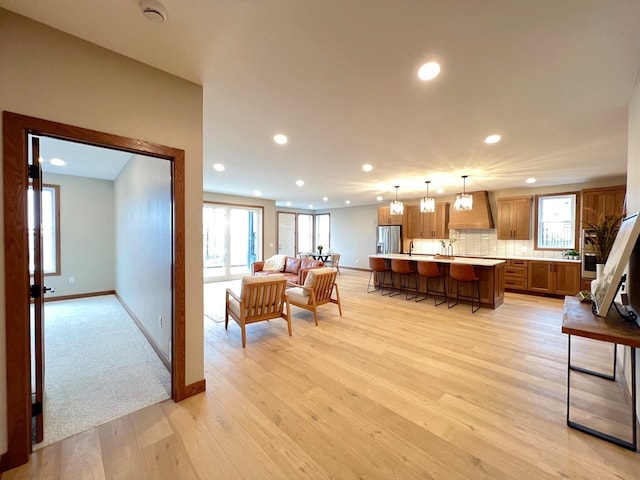 living room featuring light hardwood / wood-style floors