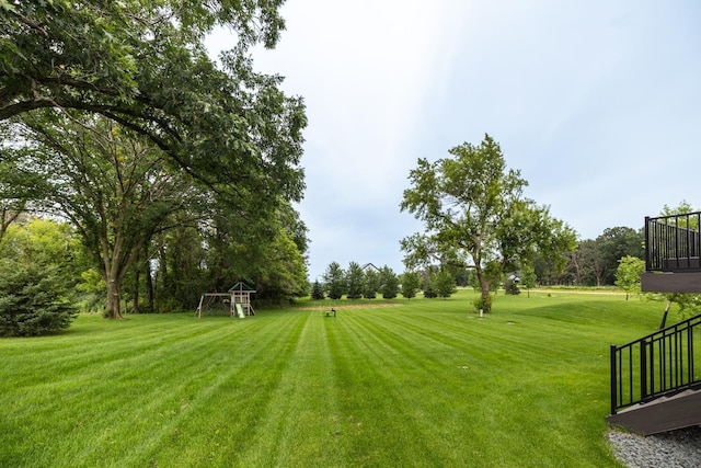 view of yard with a playground