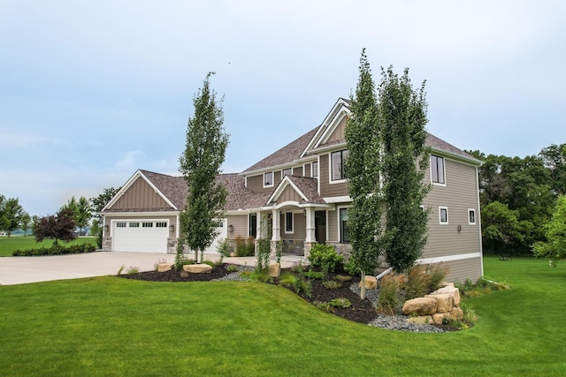 view of front of home with a garage and a front yard