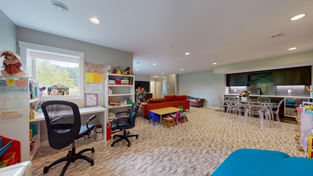 recreation room with sink