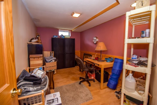 office area featuring light hardwood / wood-style flooring