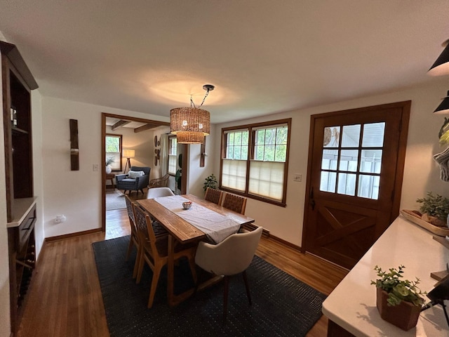 1324 Ridgeview Dr, Montevideo, MN 56265 - dining space with dark wood-style floors and baseboards