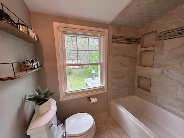 1324 Ridgeview Dr, Montevideo, MN 56265 - full bath with baseboards, a healthy amount of sunlight, marble finish floor, and toilet