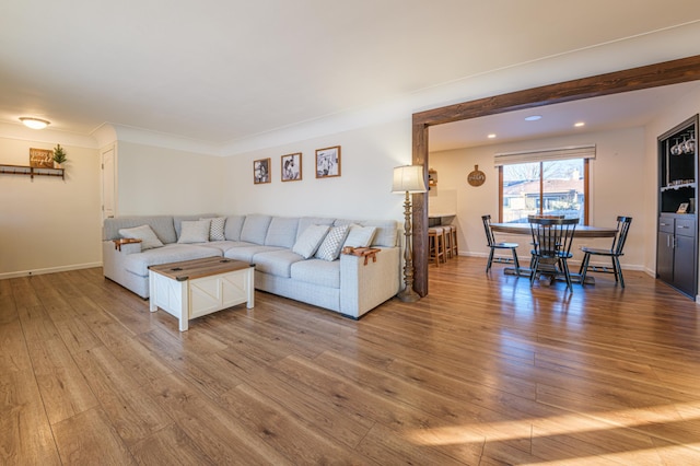 living room featuring light hardwood / wood-style floors