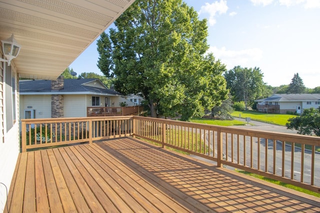 deck featuring a yard